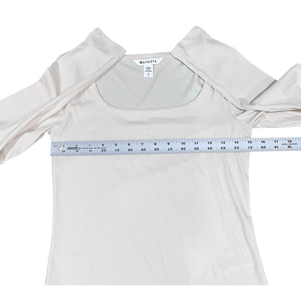 ATHLETA | NWOT Signature Rib Square Neck Long Sleeve Top Small Ivory - Picture 7 of 8